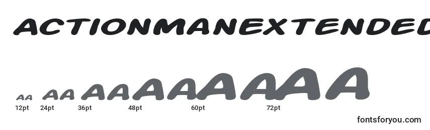 ActionManExtendedBoldItalic Font Sizes
