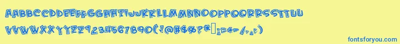 More about Kidfromhell Font Kidfromhell Font – Blue Fonts on Yellow Background