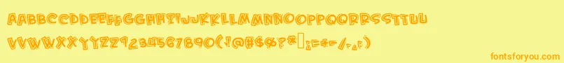 Fonte Kidfromhell – fontes laranjas em um fundo amarelo
