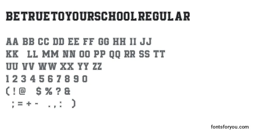 A fonte BetruetoyourschoolRegular – alfabeto, números, caracteres especiais