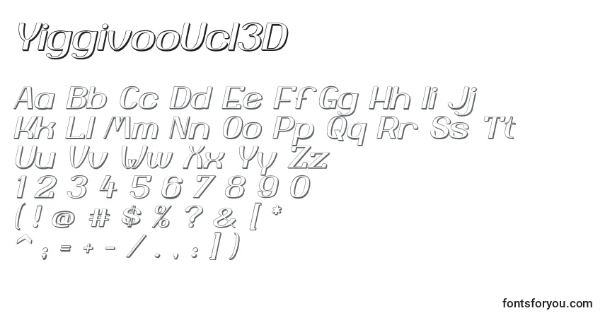 Шрифт YiggivooUcI3D – алфавит, цифры, специальные символы