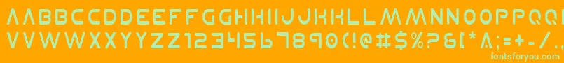 PlanetNCondensed-Schriftart – Grüne Schriften auf orangefarbenem Hintergrund