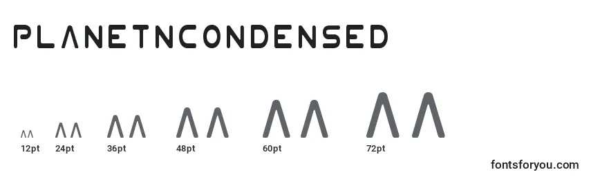 PlanetNCondensed Font Sizes