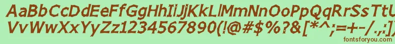 Fonte ChizzWideHighItalic – fontes marrons em um fundo verde