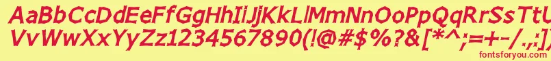 Шрифт ChizzWideHighItalic – красные шрифты на жёлтом фоне