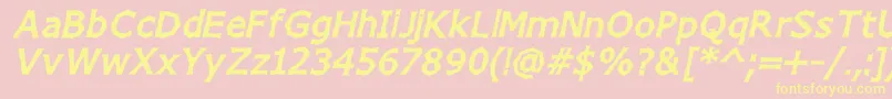 Fonte ChizzWideHighItalic – fontes amarelas em um fundo rosa