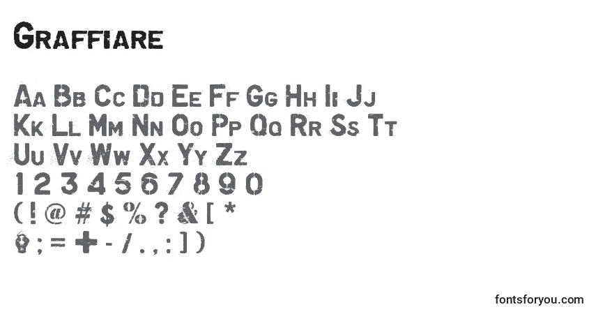 A fonte Graffiare – alfabeto, números, caracteres especiais