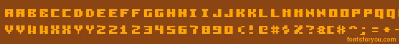 フォントPixelzim3x5Bold – オレンジ色の文字が茶色の背景にあります。