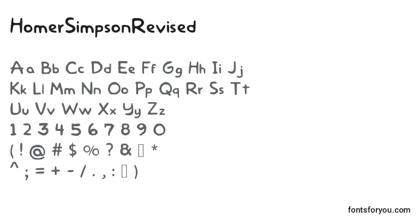 A fonte HomerSimpsonRevised – alfabeto, números, caracteres especiais