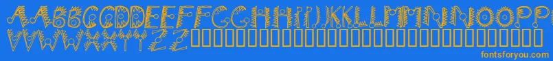 Hathor-Schriftart – Orangefarbene Schriften auf blauem Hintergrund