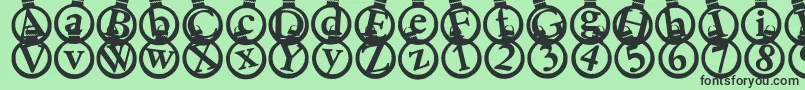 Kerstkaarten Font – Black Fonts on Green Background
