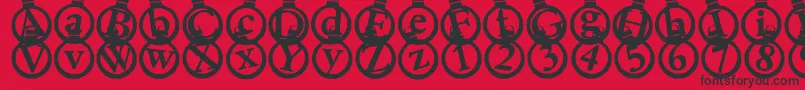 Kerstkaarten-Schriftart – Schwarze Schriften auf rotem Hintergrund