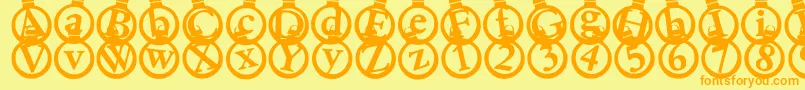 Kerstkaarten Font – Orange Fonts on Yellow Background