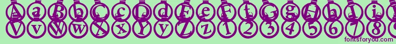 Kerstkaarten Font – Purple Fonts on Green Background