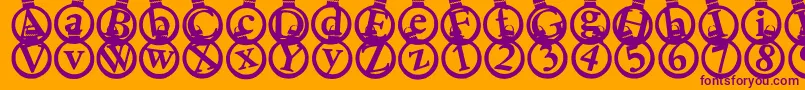 Kerstkaarten Font – Purple Fonts on Orange Background