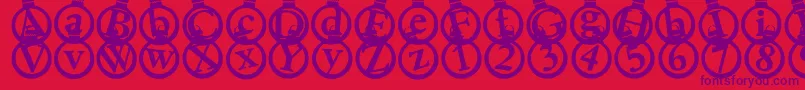Kerstkaarten Font – Purple Fonts on Red Background
