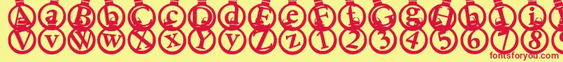 Kerstkaarten Font – Red Fonts on Yellow Background