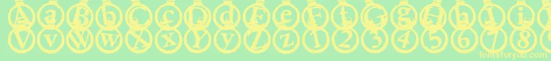 Kerstkaarten Font – Yellow Fonts on Green Background