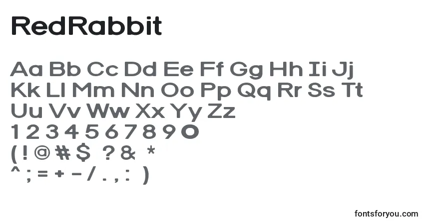 A fonte RedRabbit – alfabeto, números, caracteres especiais