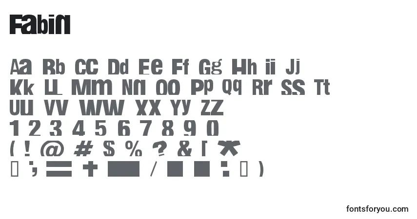 Czcionka Fabin – alfabet, cyfry, specjalne znaki