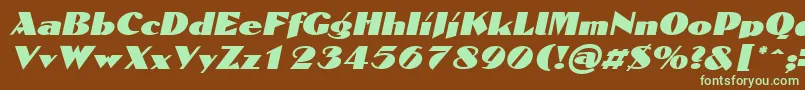 DomaignItalic-fontti – vihreät fontit ruskealla taustalla