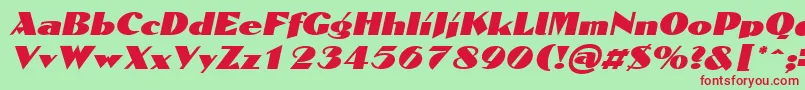 DomaignItalic-fontti – punaiset fontit vihreällä taustalla