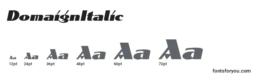 Размеры шрифта DomaignItalic
