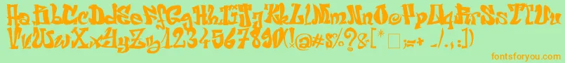 FontElfont Font – Orange Fonts on Green Background