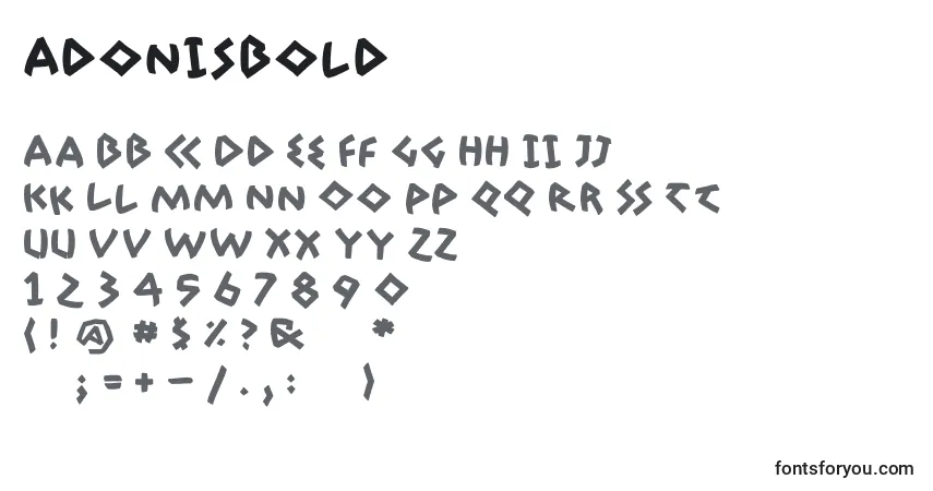 AdonisBold-fontti – aakkoset, numerot, erikoismerkit