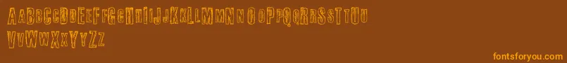 フォントFail – オレンジ色の文字が茶色の背景にあります。