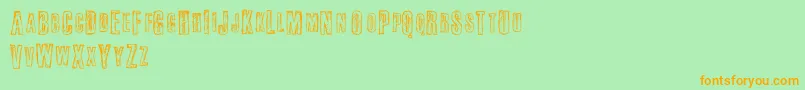 フォントFail – オレンジの文字が緑の背景にあります。