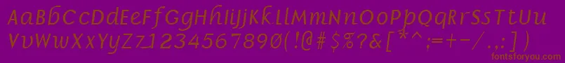 BorzoiItalic-Schriftart – Braune Schriften auf violettem Hintergrund