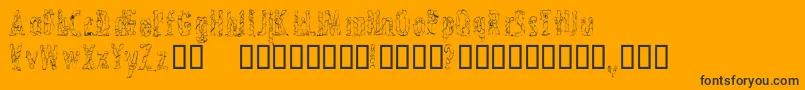 CrossedwiresCondensed-Schriftart – Schwarze Schriften auf orangefarbenem Hintergrund