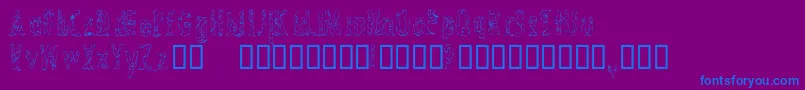 CrossedwiresCondensed-Schriftart – Blaue Schriften auf violettem Hintergrund