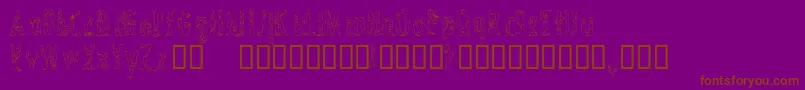 CrossedwiresCondensed-Schriftart – Braune Schriften auf violettem Hintergrund