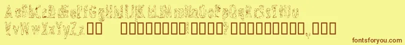 CrossedwiresCondensed Font – Brown Fonts on Yellow Background