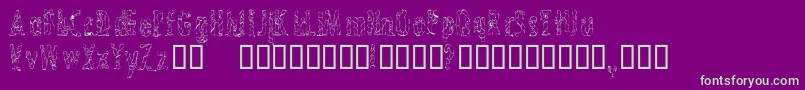 CrossedwiresCondensed-Schriftart – Grüne Schriften auf violettem Hintergrund