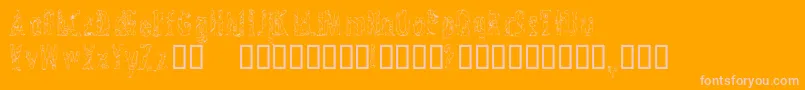 CrossedwiresCondensed-Schriftart – Rosa Schriften auf orangefarbenem Hintergrund