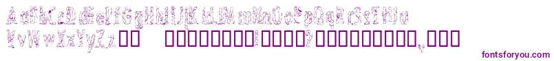 CrossedwiresCondensed-Schriftart – Violette Schriften auf weißem Hintergrund