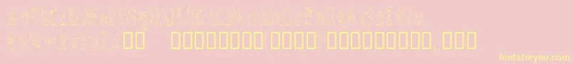 CrossedwiresCondensed-Schriftart – Gelbe Schriften auf rosa Hintergrund