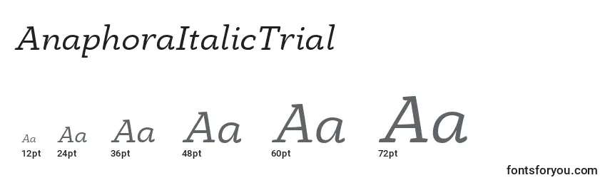 Größen der Schriftart AnaphoraItalicTrial