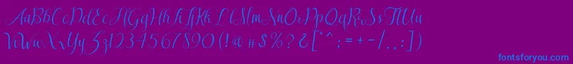 SareekaDemo-Schriftart – Blaue Schriften auf violettem Hintergrund