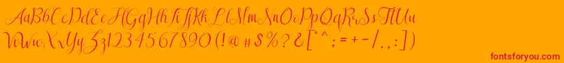 SareekaDemo-Schriftart – Rote Schriften auf orangefarbenem Hintergrund