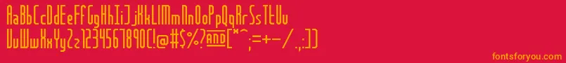 フォントFrankfurtMesse – 赤い背景にオレンジの文字