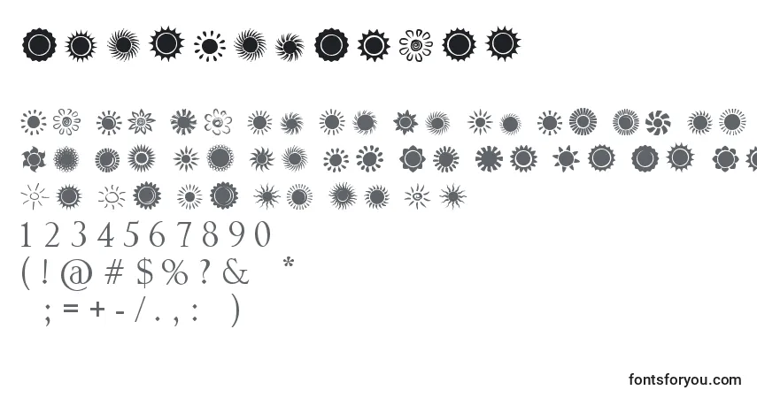 A fonte SunsAndStars – alfabeto, números, caracteres especiais