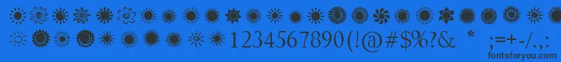 Czcionka SunsAndStars – czarne czcionki na niebieskim tle
