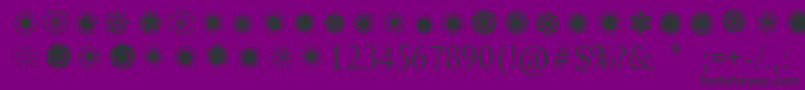 SunsAndStars-fontti – mustat fontit violetilla taustalla