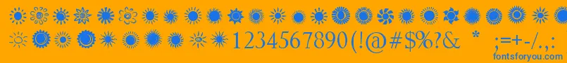 SunsAndStars Font – Blue Fonts on Orange Background