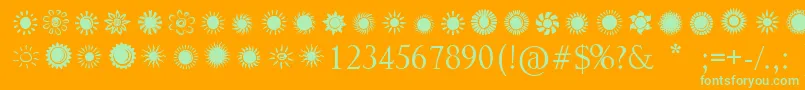 SunsAndStars Font – Green Fonts on Orange Background