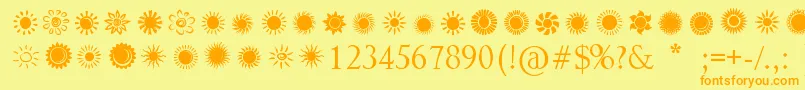 SunsAndStars Font – Orange Fonts on Yellow Background